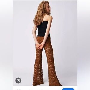 Free People by Carisa Rene Nightcap Lace Crochet Pants in Lilac